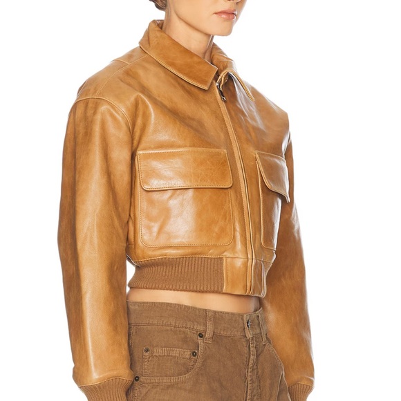 The Leather Bomber Jacket Cropped Helsa - Picture 2 of 6